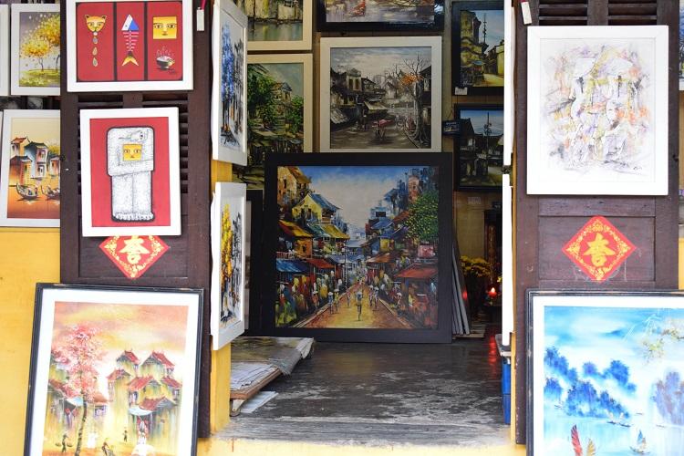 paintings at a Hoi An market