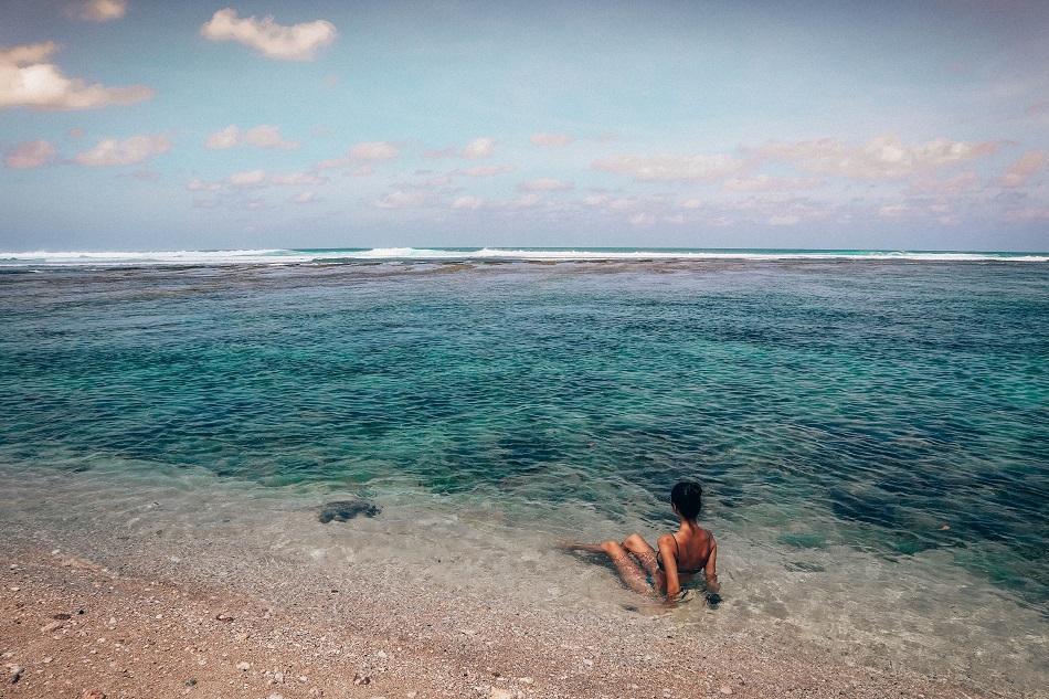 Girl at Green Bowl Beach Bali