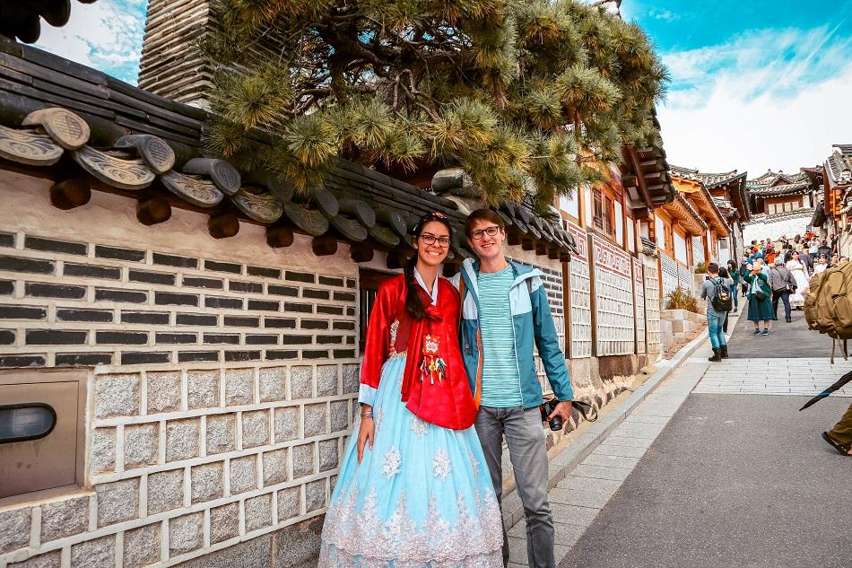 Couple at Bukchon Hanok Village