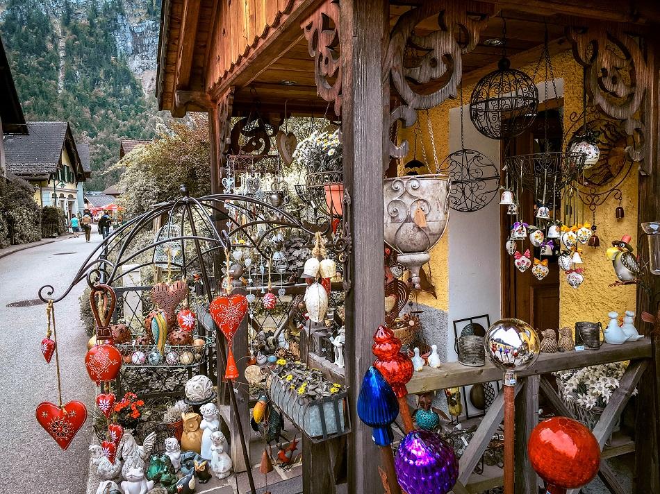 Hallstatt local shops with souvenirs