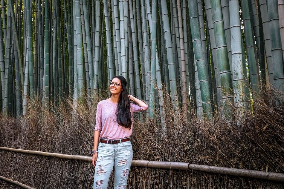Girl at Kyoto Arashiyama Bamboo Forest