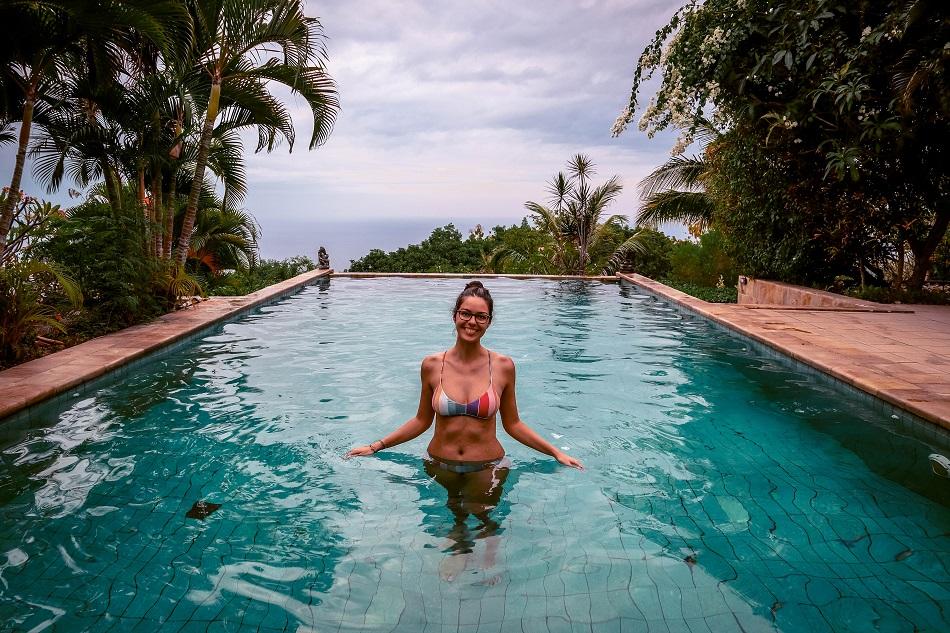 Girl in infinity pool at The Hamsa Resort Bali