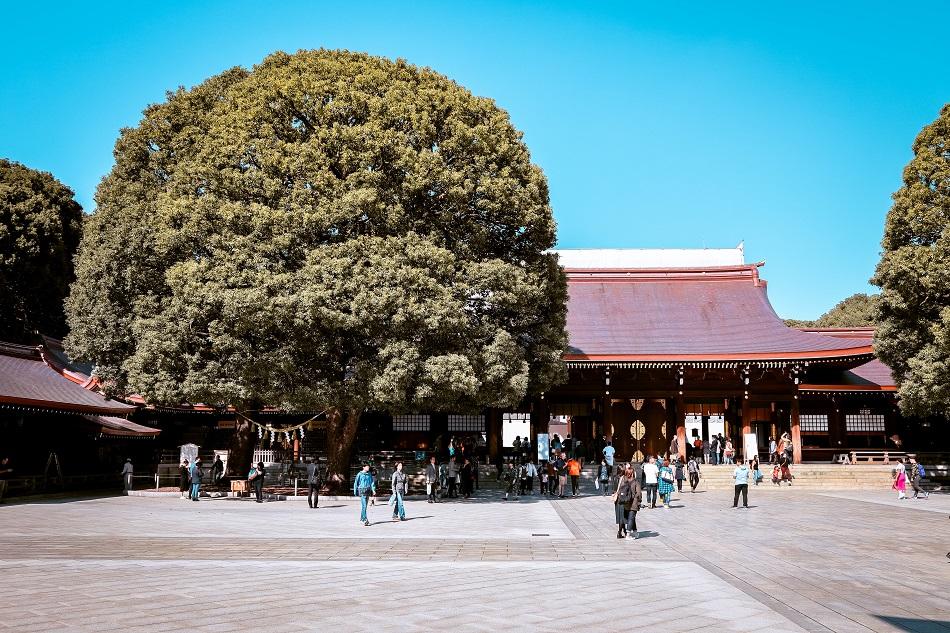 Meiji Shrine courtyard in Harajuku, Tokyo