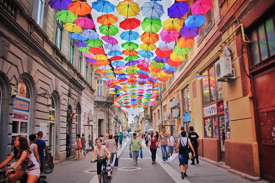 Timisoara umbrella street, Romania