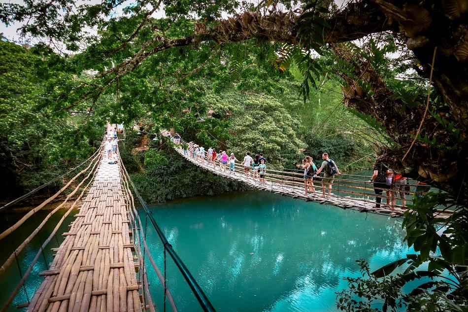 The Twin Bamboo Hanging Bridge in Bohol, Philippines