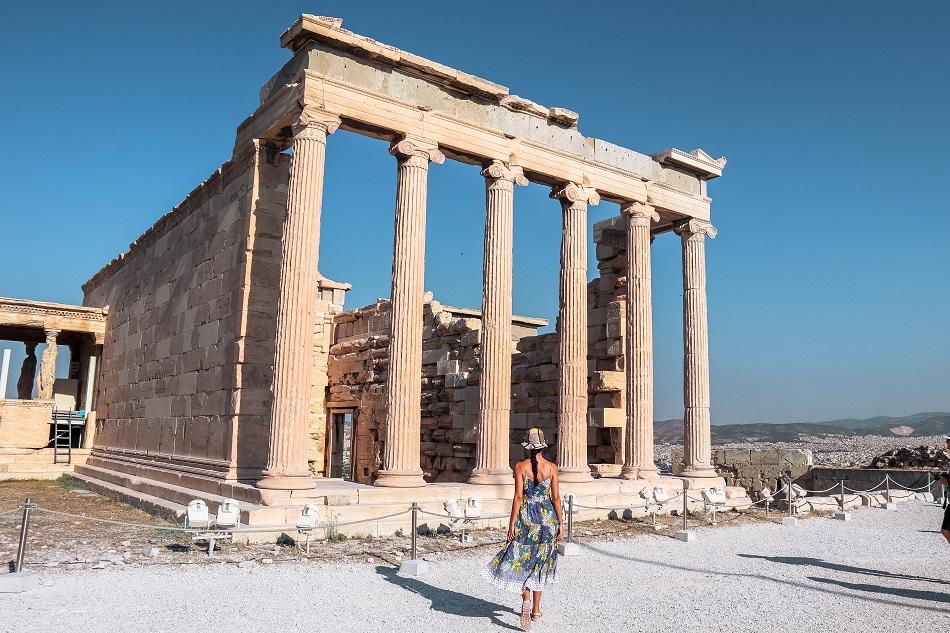 Girl walking at Acropolis Athens