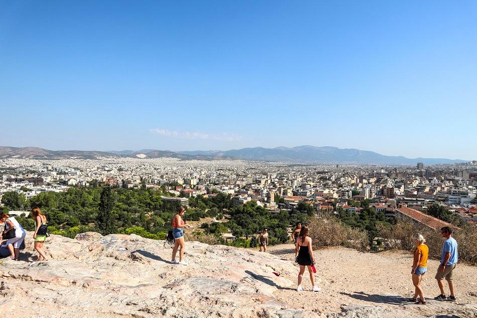 Tourists at Aeropagus Hill Athens