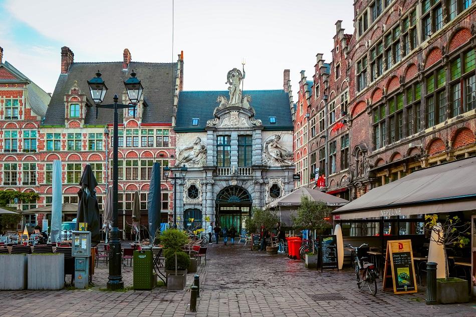 Beautiful building in Ghent with medieval architecture