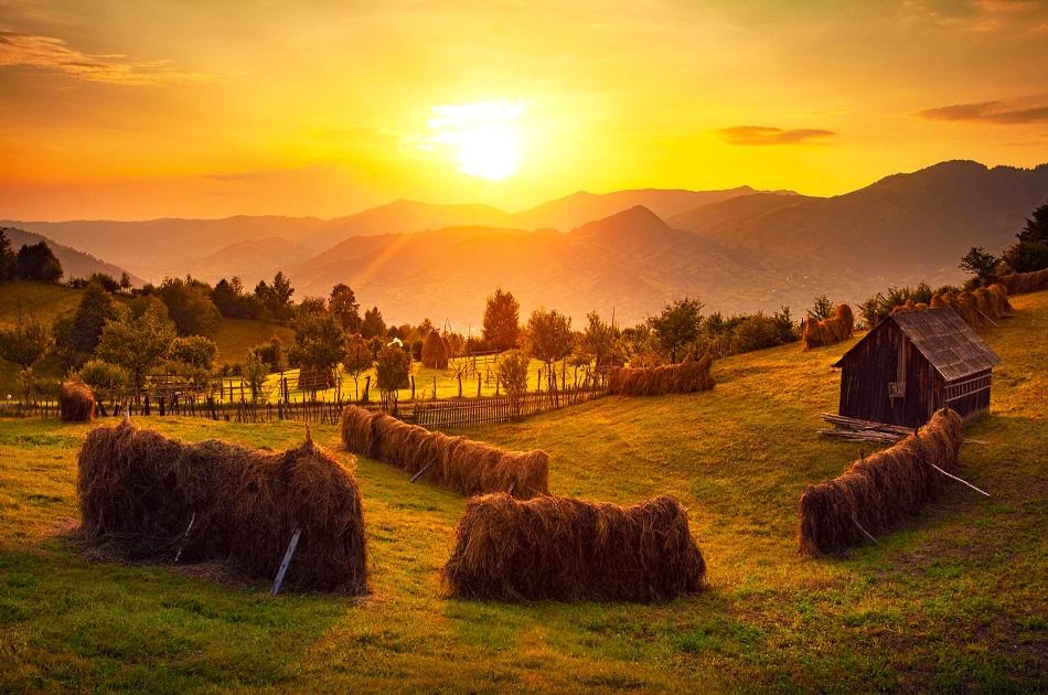 Sunset in Romania in nature