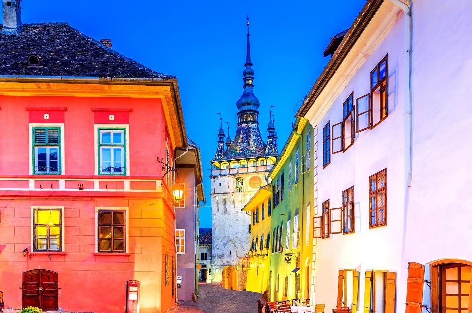 tower of Sighisoara during the night