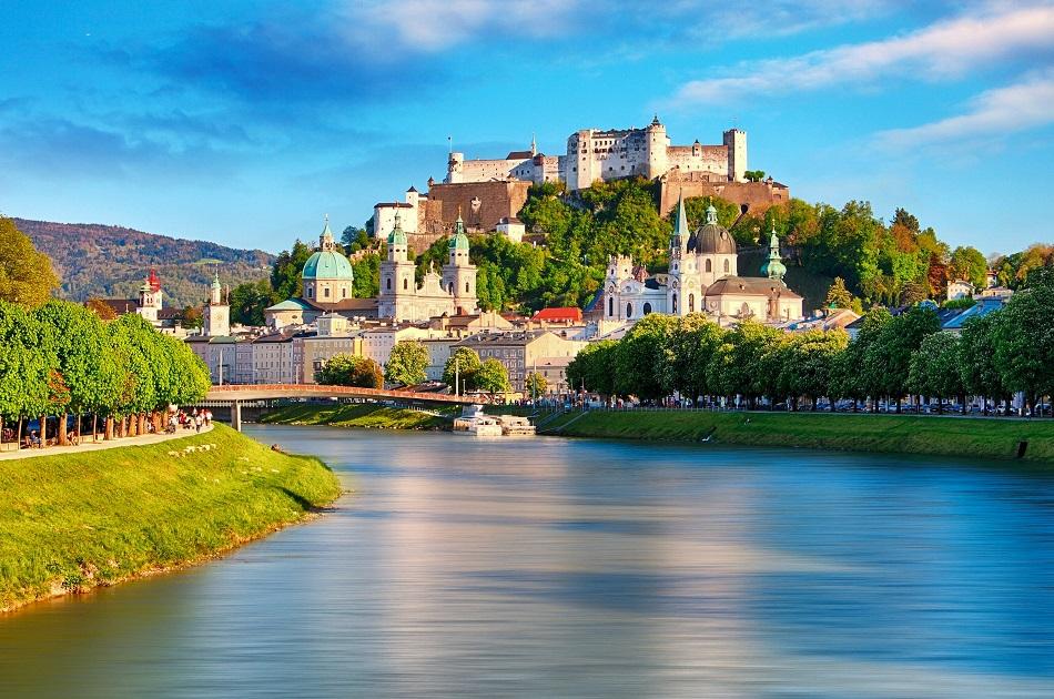Salzach River and Salzburg city