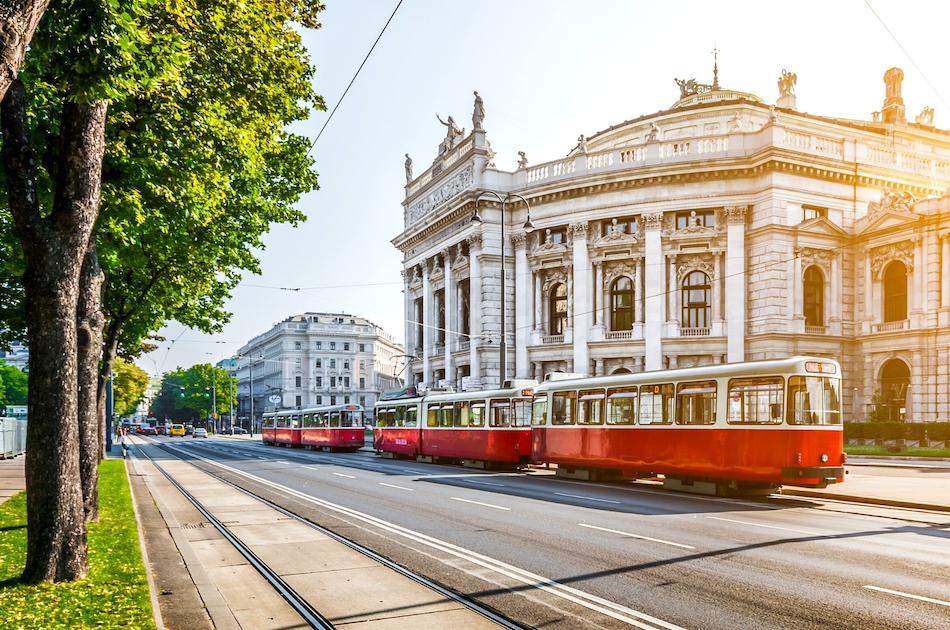 red trams in Vienna