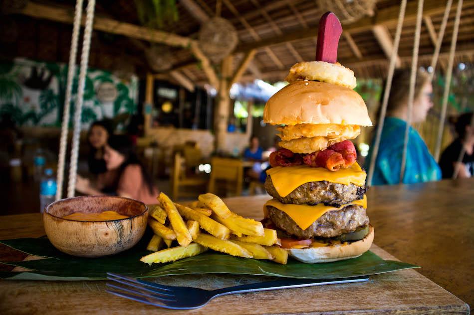 Monkey Business restaurant burger in Siquijor