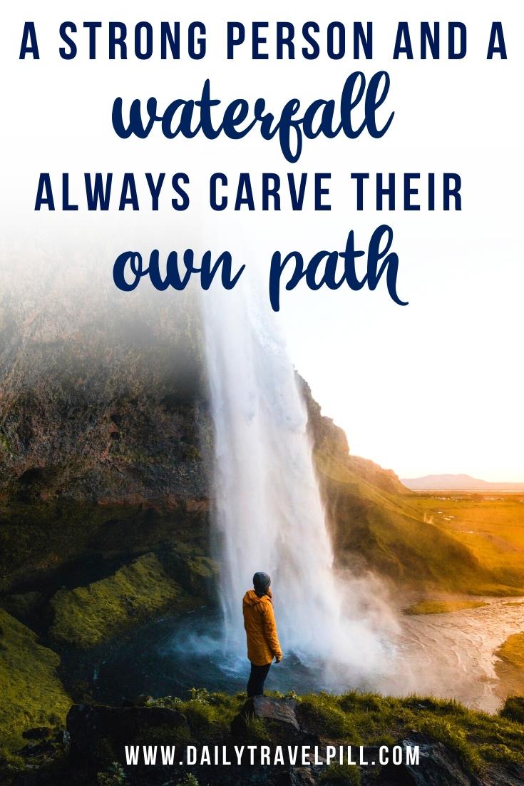 quotes about waterfalls, sayings about waterfalls, inspirational quotes about waterfalls, waterfall captions for Instagram, funny waterfall quotes, instagram captions about waterfalls