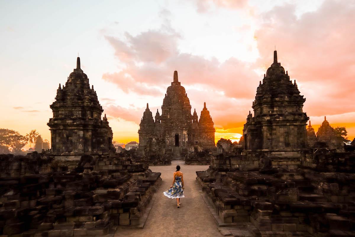 Sewu Temple at sunset near Prambanan, Yogyakarta