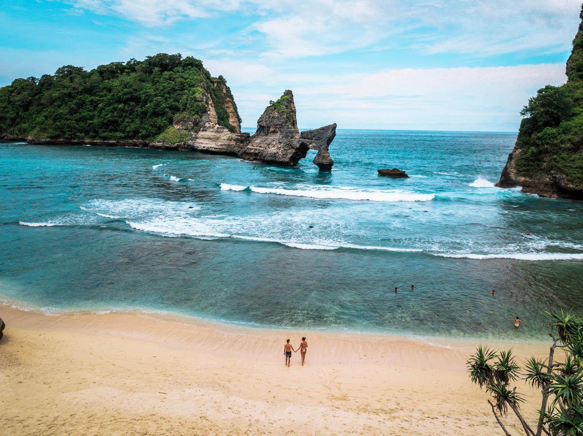 Drone view of Atuh Beach Nusa Penida